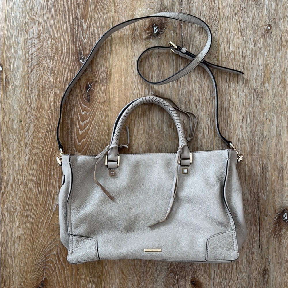Rebecca Minkoff Gray Leather Shoulder Bag with Silver Hardware